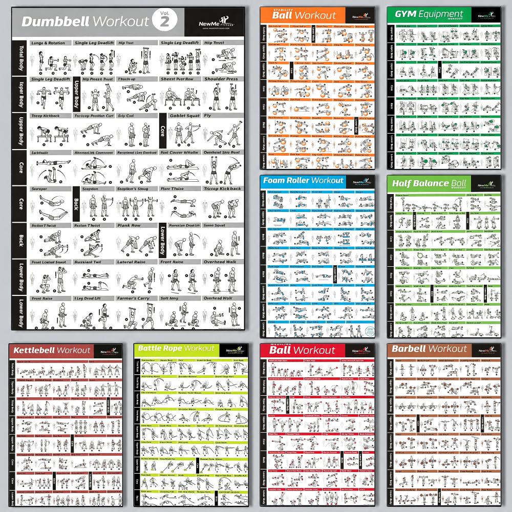 fitness Pilates Training Chart - Sports Equipment Poster review and price
