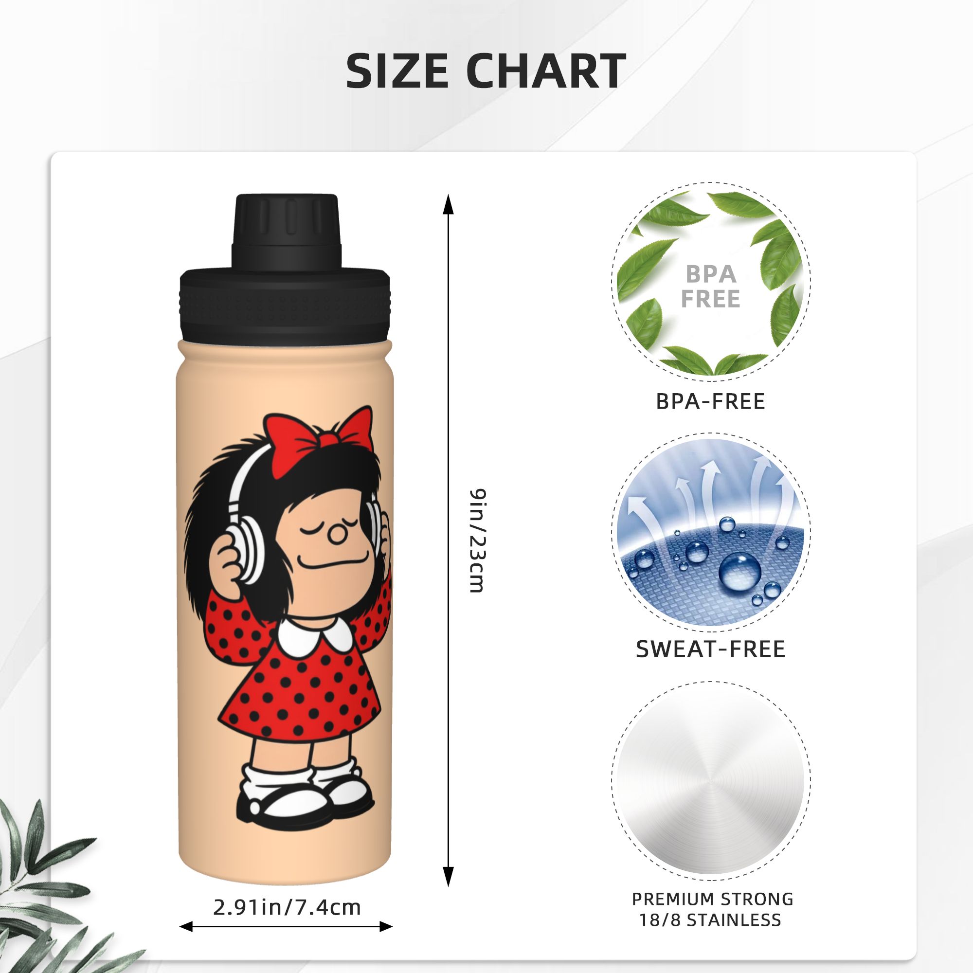 Cartoon M-Mafaldas 18OZ Sports - Sports Water Bottle Insulated review and price