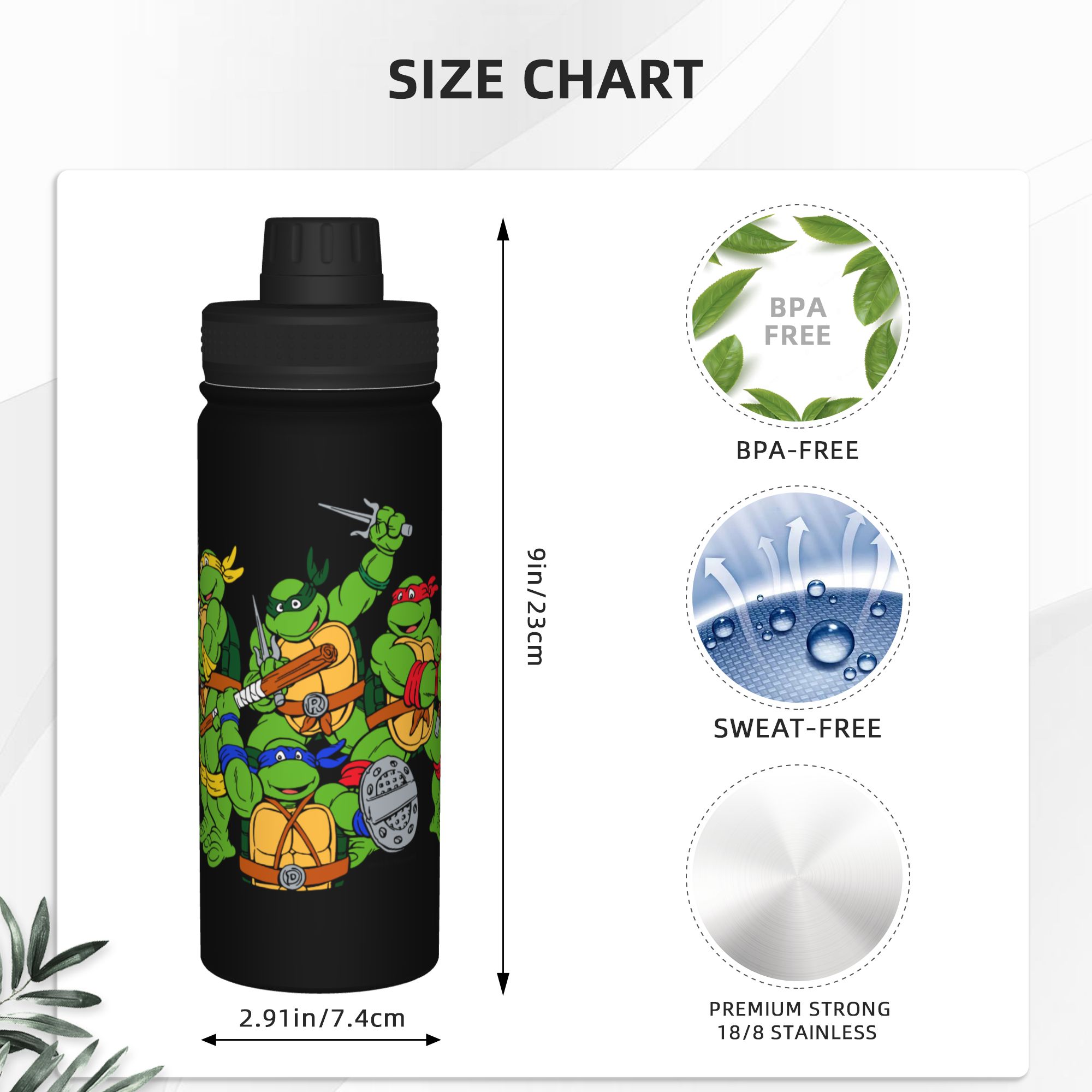 Cartoon Ninja T-Turtles 18OZ S - Sports Water Bottle Insulated review and price