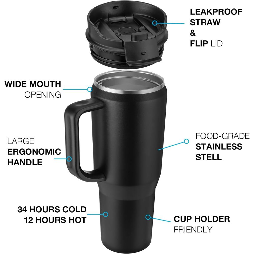 40 oz Insulated Travel Mug wit - Sports Water Bottle Insulated review and price